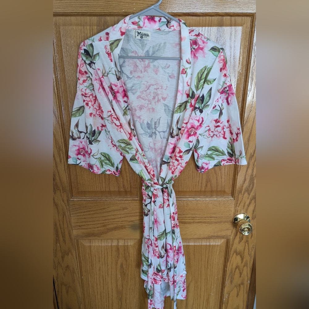 Floral Kimono Robe - Pink and Green